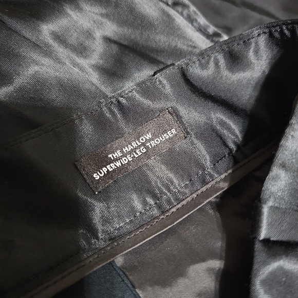 NEW Madewell The Harper Super Wide Leg Black Stretch Satin Trousers - Picture 8 of 9